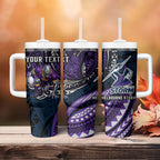 Personalised Melbourne Storm Tumbler With Handle Polynesian Tribal Art Style With Cyborg Storm Mascot