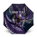 Personalised Melbourne Storm Umbrella Polynesian Tribal Art Style With Cyborg Storm Mascot