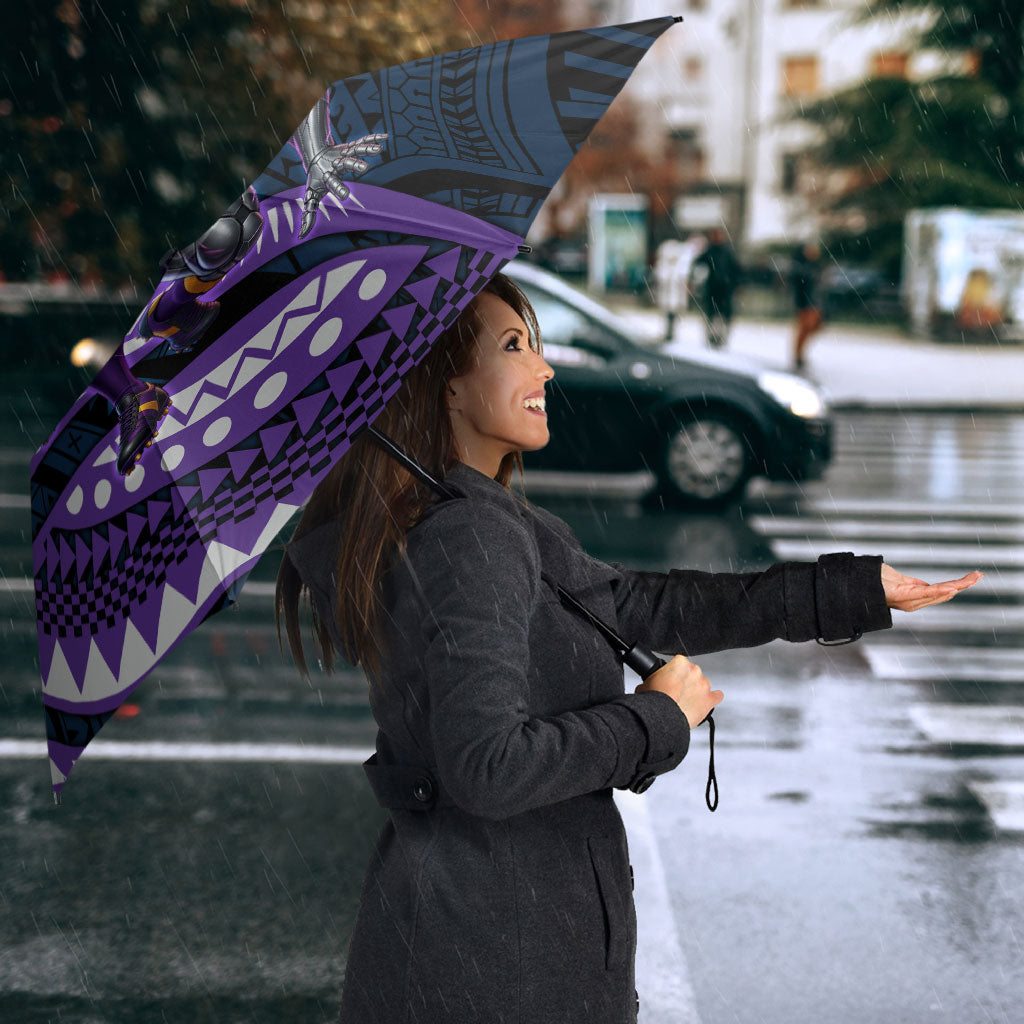 Personalised Melbourne Storm Umbrella Polynesian Tribal Art Style With Cyborg Storm Mascot