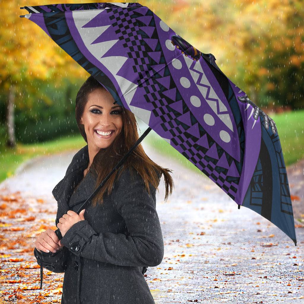 Personalised Melbourne Storm Umbrella Polynesian Tribal Art Style With Cyborg Storm Mascot