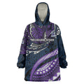 Personalised Melbourne Storm Wearable Blanket Hoodie Polynesian Tribal Art Style With Cyborg Storm Mascot