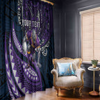 Personalised Melbourne Storm Window Curtain Polynesian Tribal Art Style With Cyborg Storm Mascot