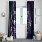 Personalised Melbourne Storm Window Curtain Polynesian Tribal Art Style With Cyborg Storm Mascot
