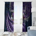 Personalised Melbourne Storm Window Curtain Polynesian Tribal Art Style With Cyborg Storm Mascot