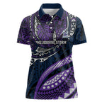 Personalised Melbourne Storm Women Polo Shirt Polynesian Tribal Art Style With Cyborg Storm Mascot