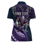 Personalised Melbourne Storm Women Polo Shirt Polynesian Tribal Art Style With Cyborg Storm Mascot