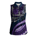 Personalised Melbourne Storm Women Sleeveless Polo Shirt Polynesian Tribal Art Style With Cyborg Storm Mascot