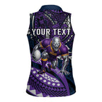Personalised Melbourne Storm Women Sleeveless Polo Shirt Polynesian Tribal Art Style With Cyborg Storm Mascot
