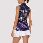 Personalised Melbourne Storm Women Sleeveless Polo Shirt Polynesian Tribal Art Style With Cyborg Storm Mascot