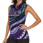 Personalised Melbourne Storm Women Sleeveless Polo Shirt Polynesian Tribal Art Style With Cyborg Storm Mascot