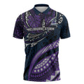 Personalised Melbourne Storm Zipper Polo Shirt Polynesian Tribal Art Style With Cyborg Storm Mascot