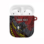 Personalised Penrith Panthers AirPods Case Polynesian Tribal Art Style With Fierce Panther Mascot