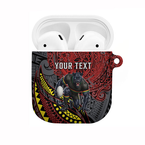 Personalised Penrith Panthers AirPods Case Polynesian Tribal Art Style With Fierce Panther Mascot