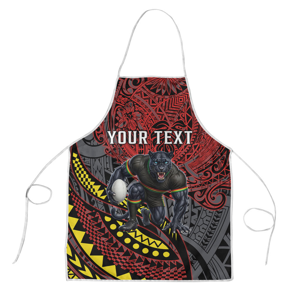 Personalised Penrith Panthers Apron Polynesian Tribal Art Style With Fierce Panther Mascot