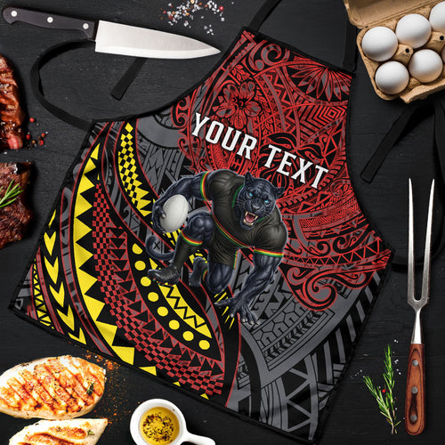 Personalised Penrith Panthers Apron Polynesian Tribal Art Style With Fierce Panther Mascot