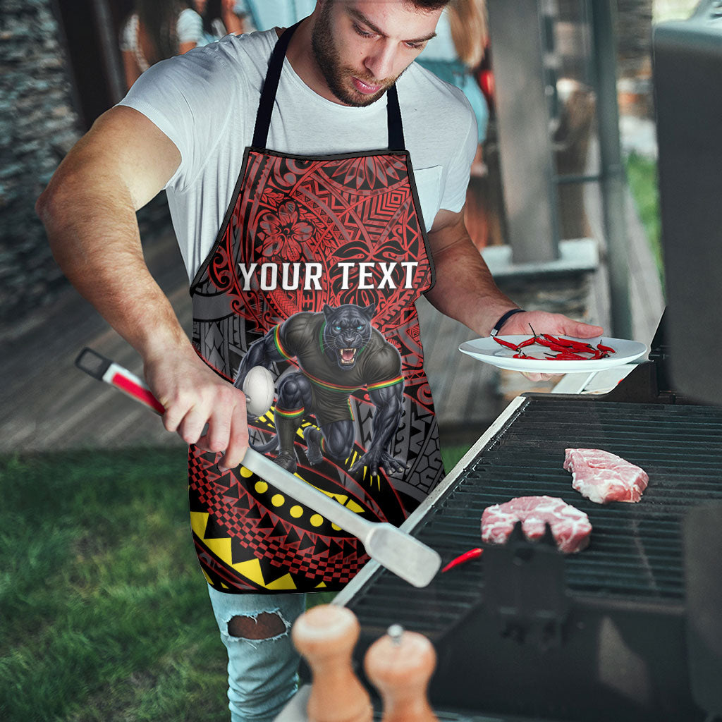 Personalised Penrith Panthers Apron Polynesian Tribal Art Style With Fierce Panther Mascot