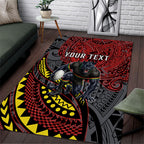 Personalised Penrith Panthers Area Rug Polynesian Tribal Art Style With Fierce Panther Mascot