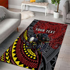 Personalised Penrith Panthers Area Rug Polynesian Tribal Art Style With Fierce Panther Mascot