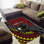 Personalised Penrith Panthers Area Rug Polynesian Tribal Art Style With Fierce Panther Mascot