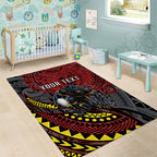 Personalised Penrith Panthers Area Rug Polynesian Tribal Art Style With Fierce Panther Mascot