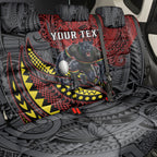 Personalised Penrith Panthers Back Car Seat Cover Polynesian Tribal Art Style With Fierce Panther Mascot