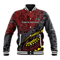 Personalised Penrith Panthers Baseball Jacket Polynesian Tribal Art Style With Fierce Panther Mascot