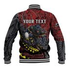 Personalised Penrith Panthers Baseball Jacket Polynesian Tribal Art Style With Fierce Panther Mascot