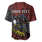 Personalised Penrith Panthers Baseball Jersey Polynesian Tribal Art Style With Fierce Panther Mascot