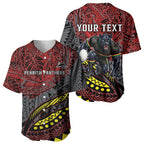 Personalised Penrith Panthers Baseball Jersey Polynesian Tribal Art Style With Fierce Panther Mascot