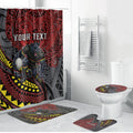 Personalised Penrith Panthers Bathroom Set Polynesian Tribal Art Style With Fierce Panther Mascot
