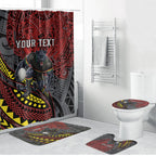 Personalised Penrith Panthers Bathroom Set Polynesian Tribal Art Style With Fierce Panther Mascot