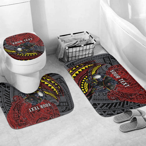 Personalised Penrith Panthers Bathroom Set Polynesian Tribal Art Style With Fierce Panther Mascot