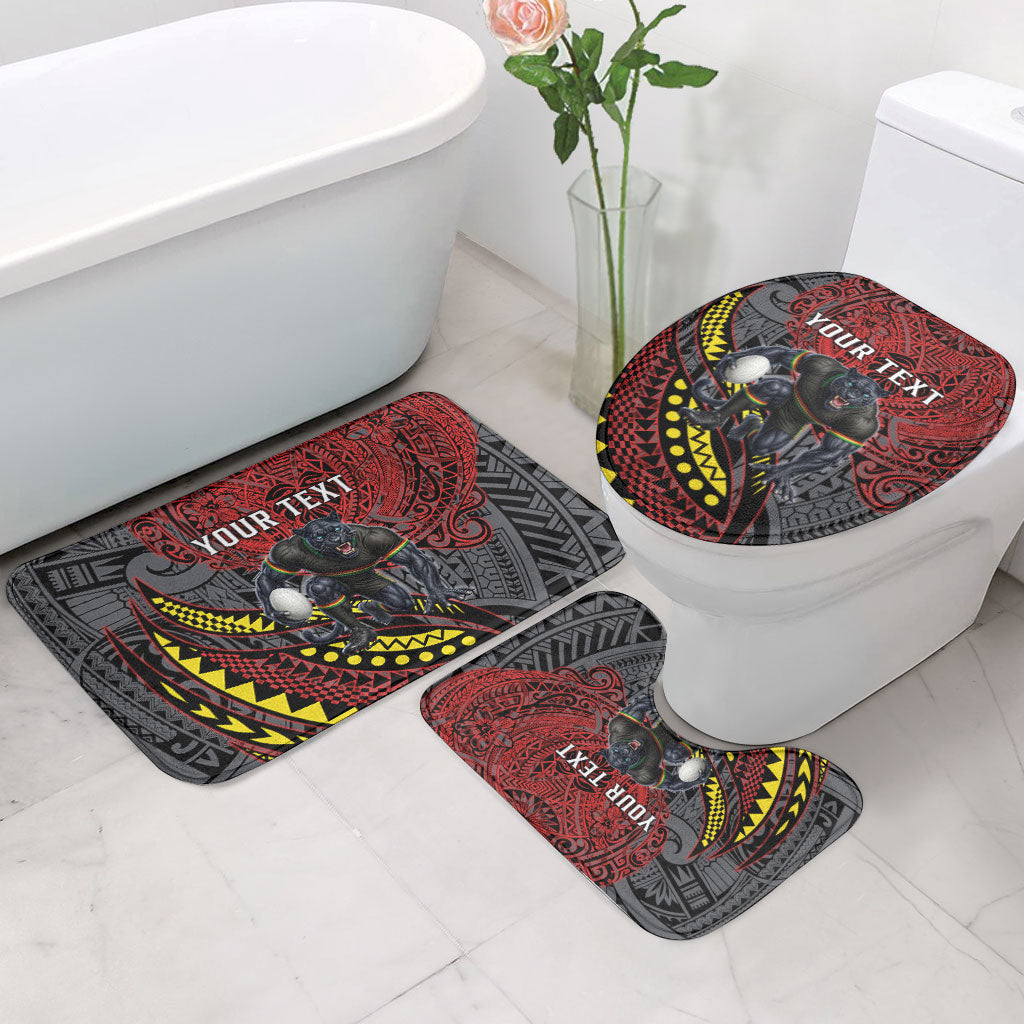Personalised Penrith Panthers Bathroom Set Polynesian Tribal Art Style With Fierce Panther Mascot