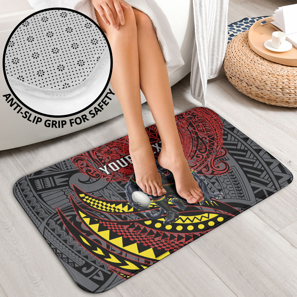 Personalised Penrith Panthers Bathroom Set Polynesian Tribal Art Style With Fierce Panther Mascot