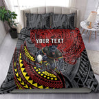 Personalised Penrith Panthers Bedding Set Polynesian Tribal Art Style With Fierce Panther Mascot