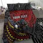Personalised Penrith Panthers Bedding Set Polynesian Tribal Art Style With Fierce Panther Mascot