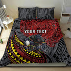 Personalised Penrith Panthers Bedding Set Polynesian Tribal Art Style With Fierce Panther Mascot