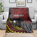 Personalised Penrith Panthers Blanket Polynesian Tribal Art Style With Fierce Panther Mascot