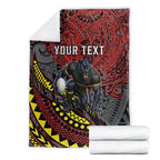 Personalised Penrith Panthers Blanket Polynesian Tribal Art Style With Fierce Panther Mascot