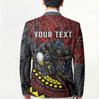 Personalised Penrith Panthers Blazer Polynesian Tribal Art Style With Fierce Panther Mascot