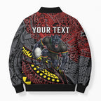 Personalised Penrith Panthers Bomber Puffer Jacket Polynesian Tribal Art Style With Fierce Panther Mascot