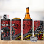 Personalised Penrith Panthers 4 in 1 Can Cooler Tumbler Polynesian Tribal Art Style With Fierce Panther Mascot