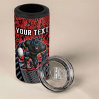 Personalised Penrith Panthers 4 in 1 Can Cooler Tumbler Polynesian Tribal Art Style With Fierce Panther Mascot