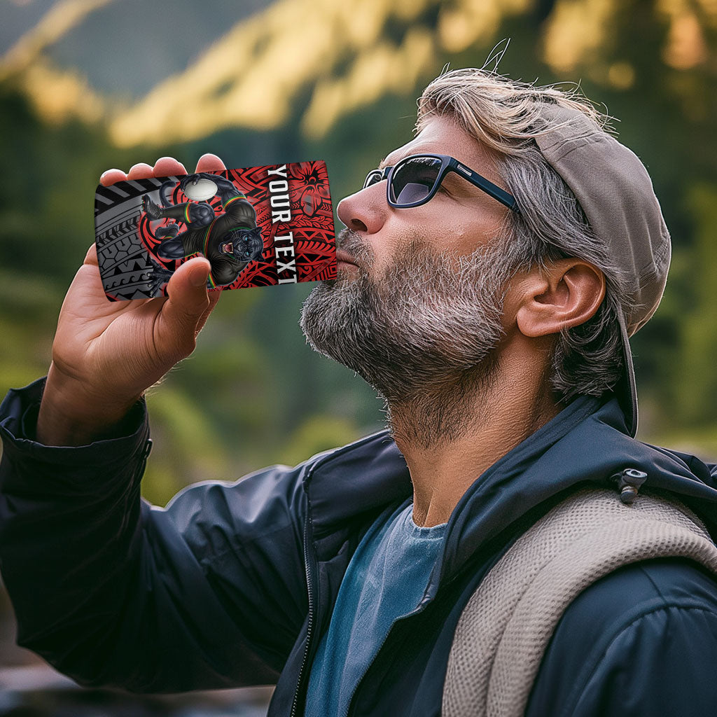 Personalised Penrith Panthers 4 in 1 Can Cooler Tumbler Polynesian Tribal Art Style With Fierce Panther Mascot