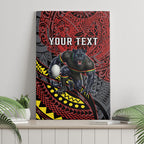 Personalised Penrith Panthers Canvas Wall Art Polynesian Tribal Art Style With Fierce Panther Mascot