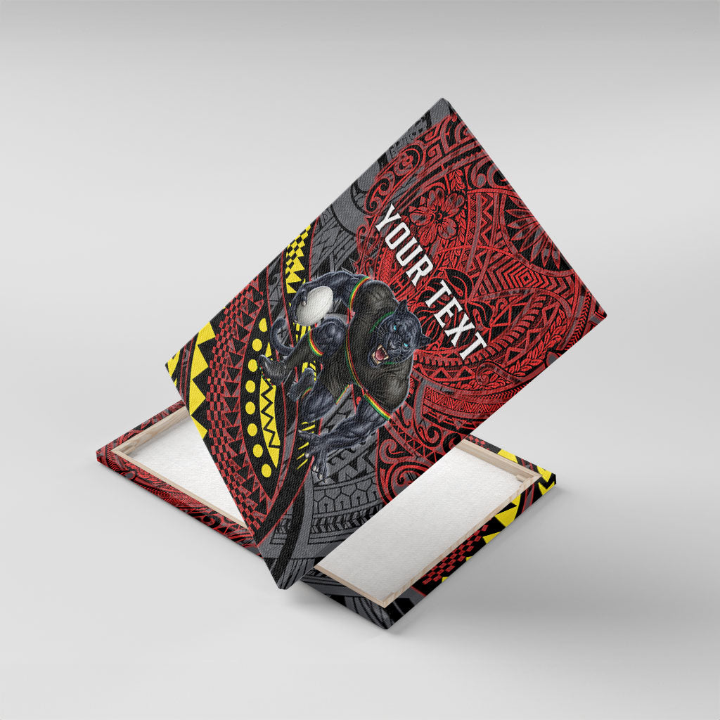 Personalised Penrith Panthers Canvas Wall Art Polynesian Tribal Art Style With Fierce Panther Mascot