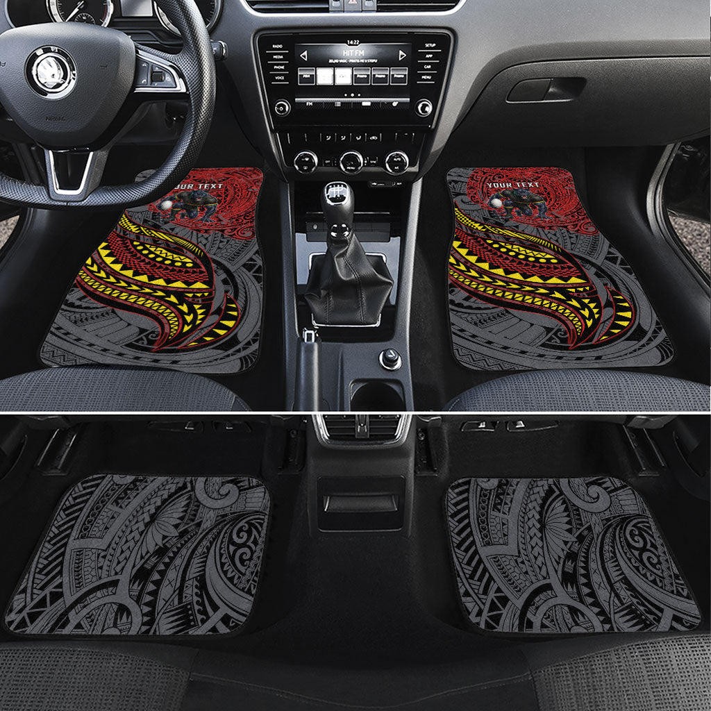 Personalised Penrith Panthers Car Mats Polynesian Tribal Art Style With Fierce Panther Mascot