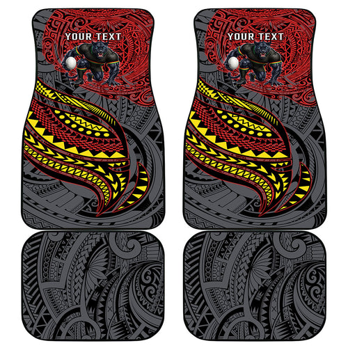 Personalised Penrith Panthers Car Mats Polynesian Tribal Art Style With Fierce Panther Mascot
