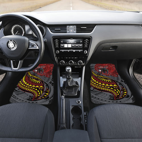 Personalised Penrith Panthers Car Mats Polynesian Tribal Art Style With Fierce Panther Mascot