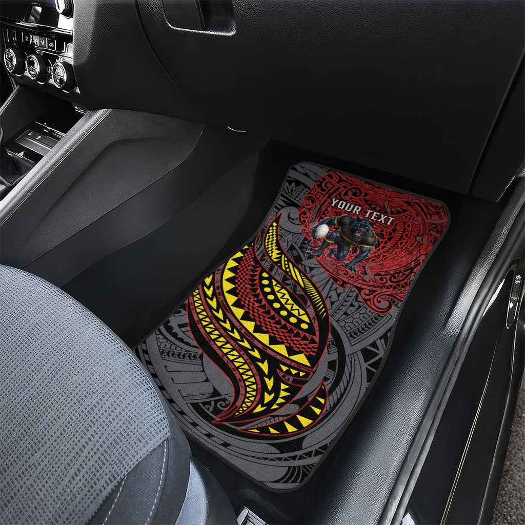 Personalised Penrith Panthers Car Mats Polynesian Tribal Art Style With Fierce Panther Mascot